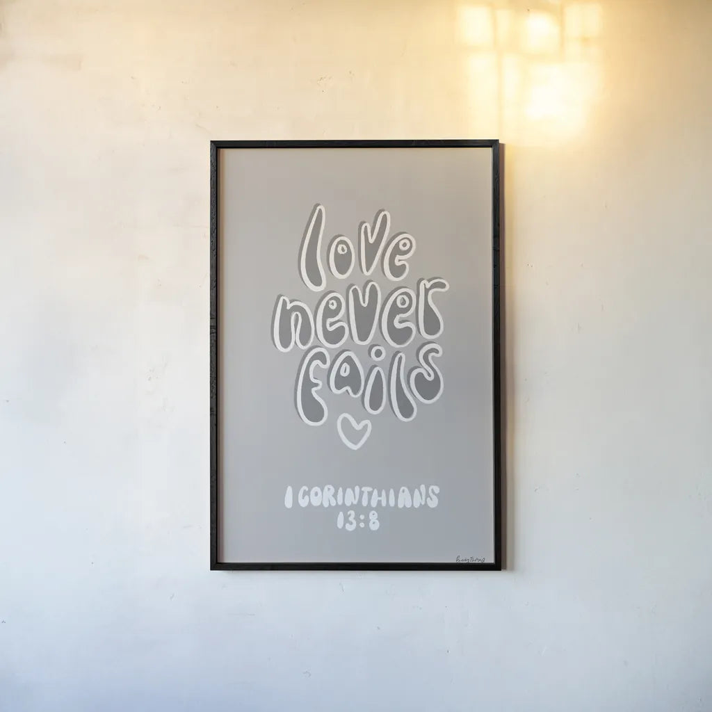 Good Words III Gray by Becky Thorns. shown as a paper print in a black flame. Available as a archival giclee rolled canvas, fine art paper, or poster print. SKU 84291h.