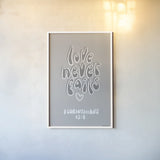 Good Words III Gray by Becky Thorns. shown as a paper print in a white frame. Available as a archival giclee rolled canvas, fine art paper, or poster print. SKU 84291h.