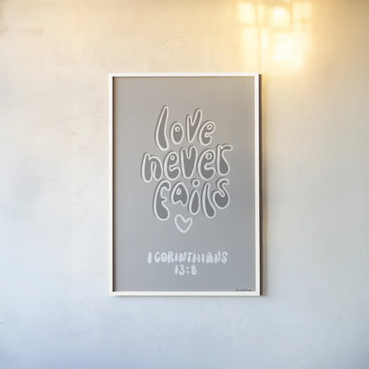 Good Words III Gray by Becky Thorns. shown as a paper print in a white frame. Available as a archival giclee rolled canvas, fine art paper, or poster print. SKU 84291h.