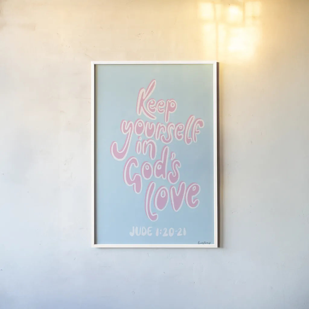 Good Words IV by Becky Thorns. shown as a paper print in a white frame. Available as a archival giclee rolled canvas, fine art paper, or poster print. SKU 83997h.