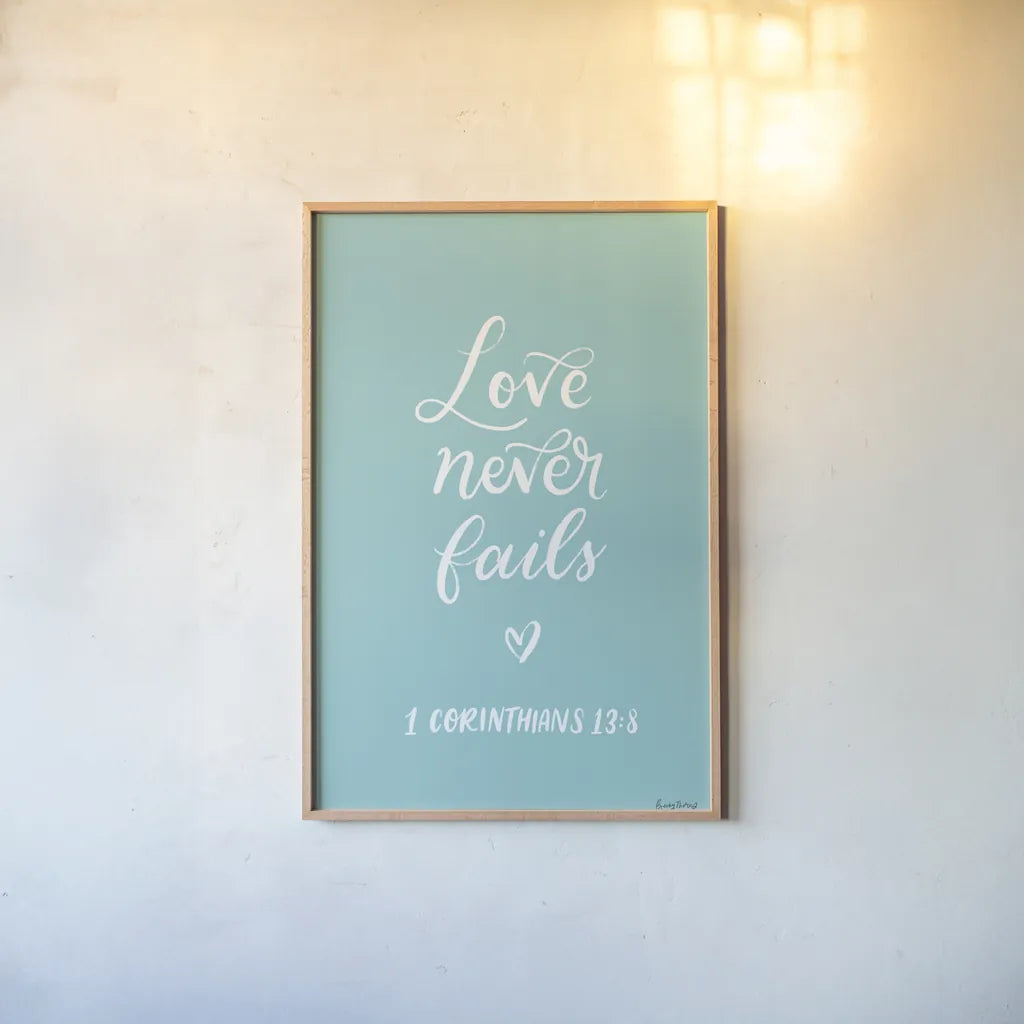 Good Words V by Becky Thorns. shown as a paper print in a natural frame. Available as a archival giclee rolled canvas, fine art paper, or poster print. SKU 83998h.