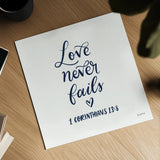 Good Words V Navy Sq by Becky Thorns. Shown as a detailed flat fine art print, highlighting archival giclee quality. Available as an archival giclee rolled canvas, fine art paper, or poster print. SKU 85615a.