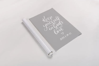 Good Words VI Gray by Becky Thorns. shown as a rolled paper print. Available as archival giclee rolled canvas, fine art paper, or poster print. SKU 84292h.