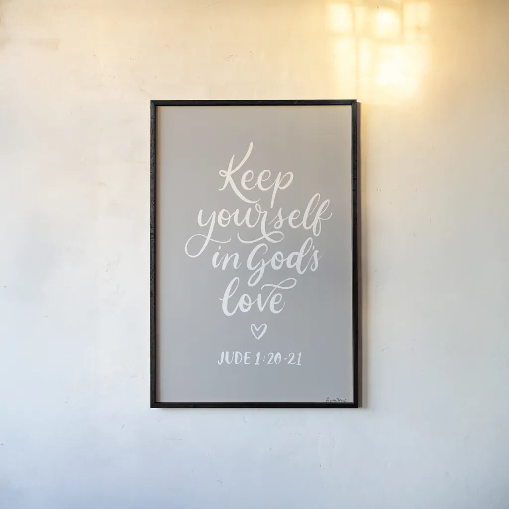 Good Words VI Gray by Becky Thorns. shown as a paper print in a black flame. Available as a archival giclee rolled canvas, fine art paper, or poster print. SKU 84292h.