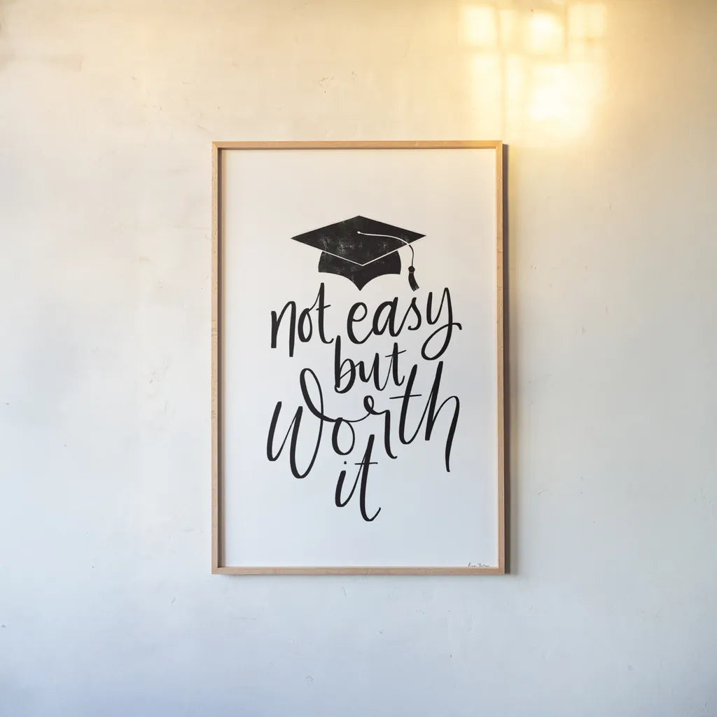 Graduation I by Becky Thorns. shown as a paper print in a natural frame. Available as a archival giclee rolled canvas, fine art paper, or poster print. SKU 59192h.