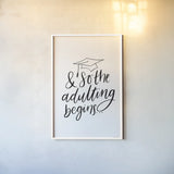 Graduation IV by Becky Thorns. shown as a paper print in a white frame. Available as a archival giclee rolled canvas, fine art paper, or poster print. SKU 59195h.