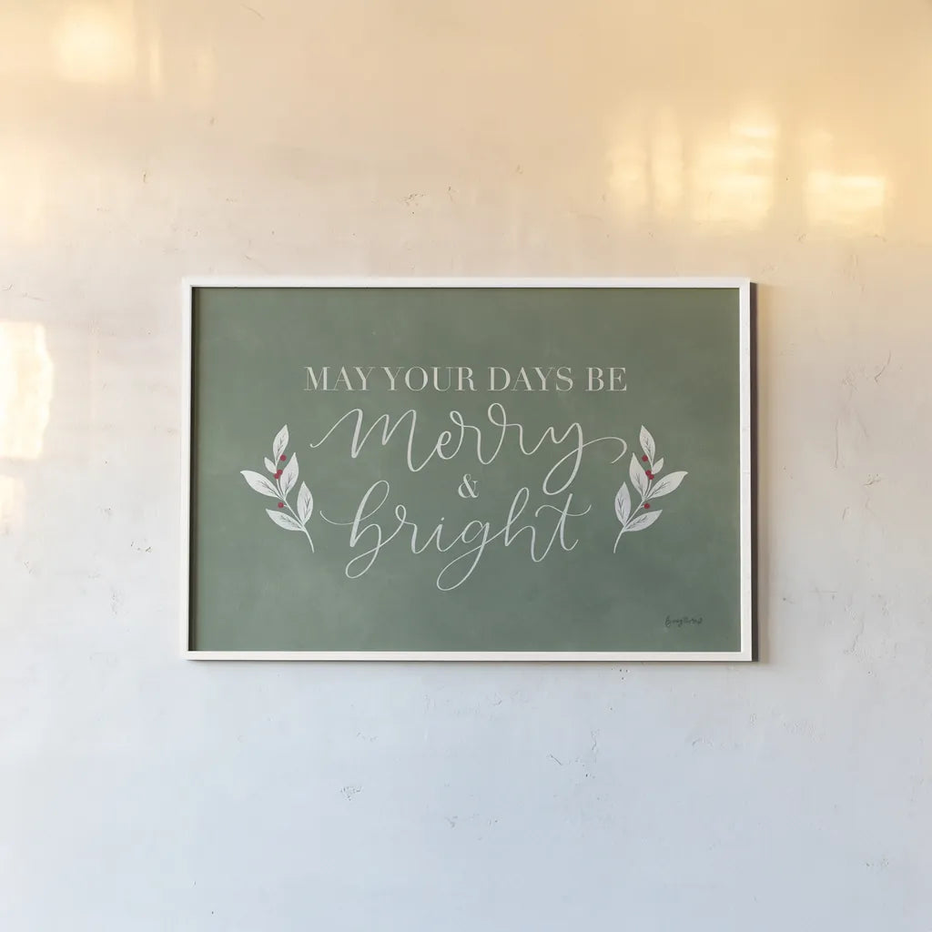 Green Christmas I by Becky Thorns. shown as a paper print in a white frame. Available as a archival giclee rolled canvas, fine art paper, or poster print. SKU 73290i.