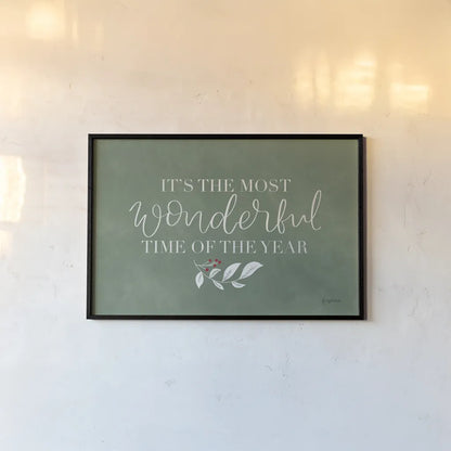 Green Christmas IV by Becky Thorns. shown as a paper print in a black flame. Available as a archival giclee rolled canvas, fine art paper, or poster print. SKU 73291i.