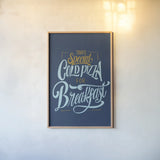 Guilty Pleasures by Becky Thorns. shown as a paper print in a natural frame. Available as a archival giclee rolled canvas, fine art paper, or poster print. SKU 53222h.