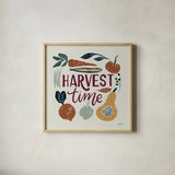 Harvest Lettering I by Becky Thorns. Shown in a natural wood glass frame for a timeless modern aesthetic. Available as an archival giclee rolled canvas, fine art paper, or poster print. SKU 75117a.