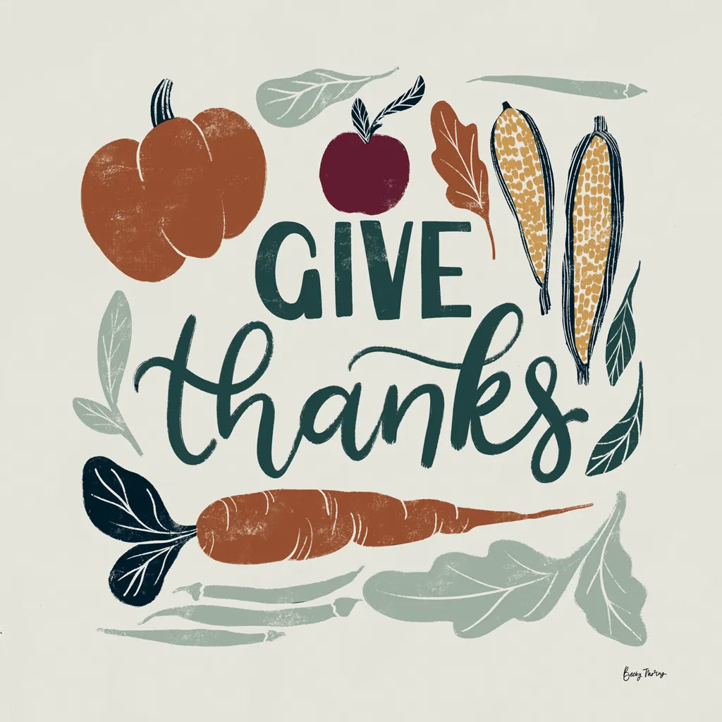 Harvest Lettering II by Becky Thorns. SKU 75118a. Archival Giclee Fine art print for wall decor.