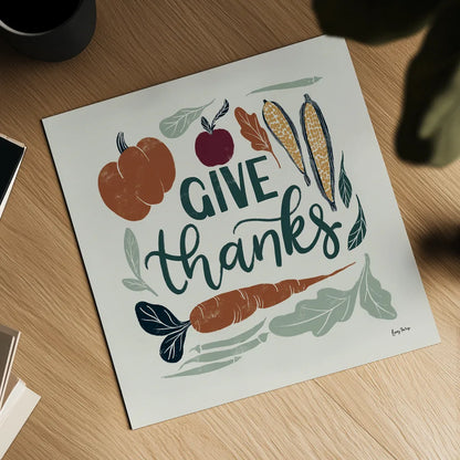 Harvest Lettering II by Becky Thorns. Shown as a detailed flat fine art print, highlighting archival giclee quality. Available as an archival giclee rolled canvas, fine art paper, or poster print. SKU 75118a.