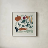 Harvest Lettering II by Becky Thorns. Shown in a crisp white glass frame for a clean and minimalist style. Available as an archival giclee rolled canvas, fine art paper, or poster print. SKU 75118a.