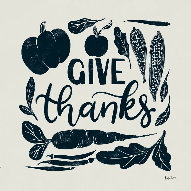 Harvest Lettering II Blue by Becky Thorns. SKU 75122a. Archival Giclee Fine art print for wall decor.