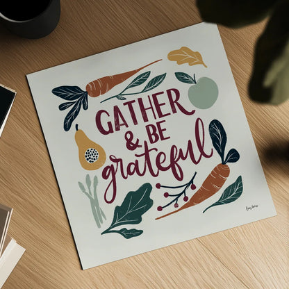 Harvest Lettering III by Becky Thorns. Shown as a detailed flat fine art print, highlighting archival giclee quality. Available as an archival giclee rolled canvas, fine art paper, or poster print. SKU 75119a.