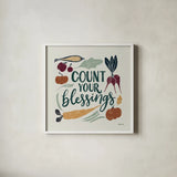 Harvest Lettering IV by Becky Thorns. Shown in a crisp white glass frame for a clean and minimalist style. Available as an archival giclee rolled canvas, fine art paper, or poster print. SKU 75120a.