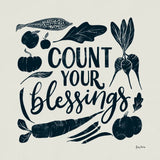 Harvest Lettering IV Blue by Becky Thorns. SKU 75124a. Archival Giclee Fine art print for wall decor.