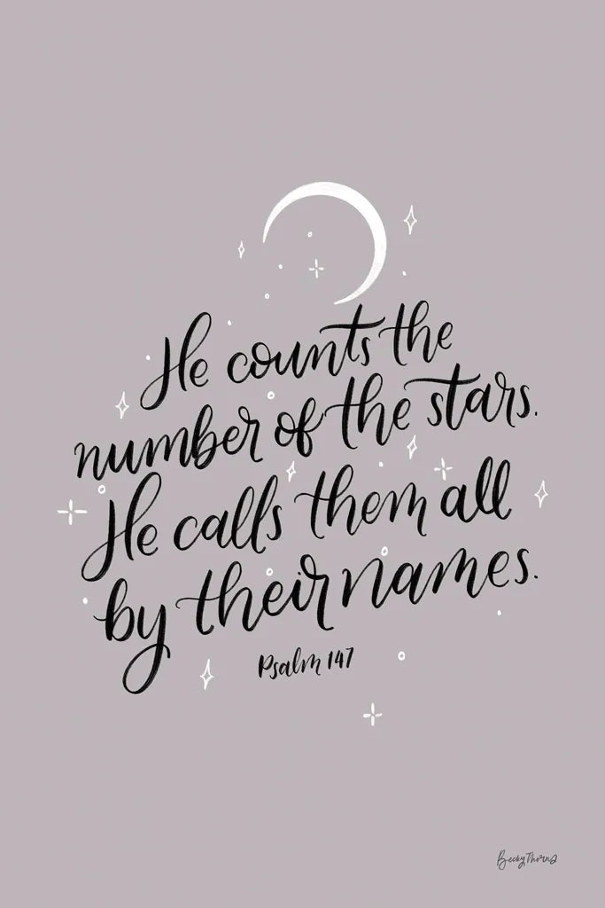 He Counts the Stars by Becky Thorns. SKU 61719h. Archival Giclee Fine art print for wall decor.