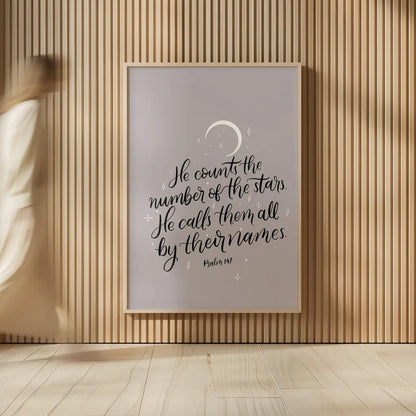He Counts the Stars by Becky Thorns. shown as over sized large wall art. Available as an archival giclee rolled canvas, fine art paper, or poster print. SKU 61719h.
