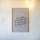 He Counts the Stars by Becky Thorns. shown as a paper print in a natural frame. Available as a archival giclee rolled canvas, fine art paper, or poster print. SKU 61719h.