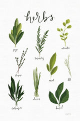 Herbs I White by Becky Thorns. SKU 64689h. Archival Giclee Fine art print for wall decor.