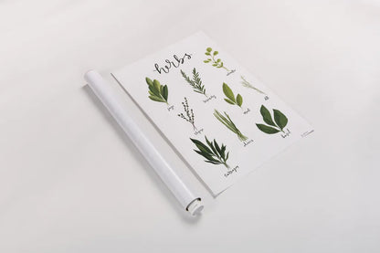Herbs I White by Becky Thorns. shown as a rolled paper print. Available as archival giclee rolled canvas, fine art paper, or poster print. SKU 64689h.