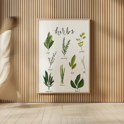 Herbs I White by Becky Thorns. shown as over sized large wall art. Available as an archival giclee rolled canvas, fine art paper, or poster print. SKU 64689h.
