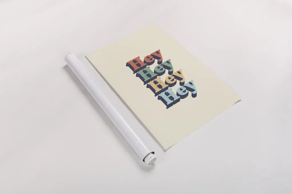 Hey by Becky Thorns. shown as a rolled paper print. Available as archival giclee rolled canvas, fine art paper, or poster print. SKU 65162h.
