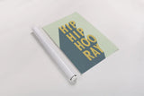 Hip Hip Hooray by Becky Thorns. shown as a rolled paper print. Available as archival giclee rolled canvas, fine art paper, or poster print. SKU 56780h.