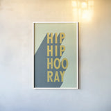 Hip Hip Hooray by Becky Thorns. shown as a paper print in a white frame. Available as a archival giclee rolled canvas, fine art paper, or poster print. SKU 56780h.