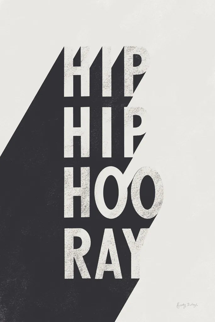 Hip Hip Hooray BW by Becky Thorns. SKU 59632h. Archival Giclee Fine art print for wall decor.