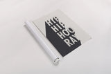 Hip Hip Hooray BW by Becky Thorns. shown as a rolled paper print. Available as archival giclee rolled canvas, fine art paper, or poster print. SKU 59632h.