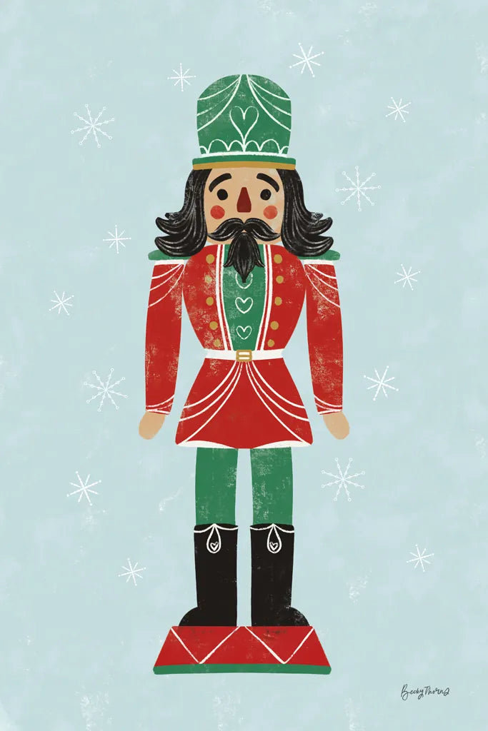 Holiday Cheer Nutcrackers I by Becky Thorns. SKU 83912h. Archival Giclee Fine art print for wall decor.