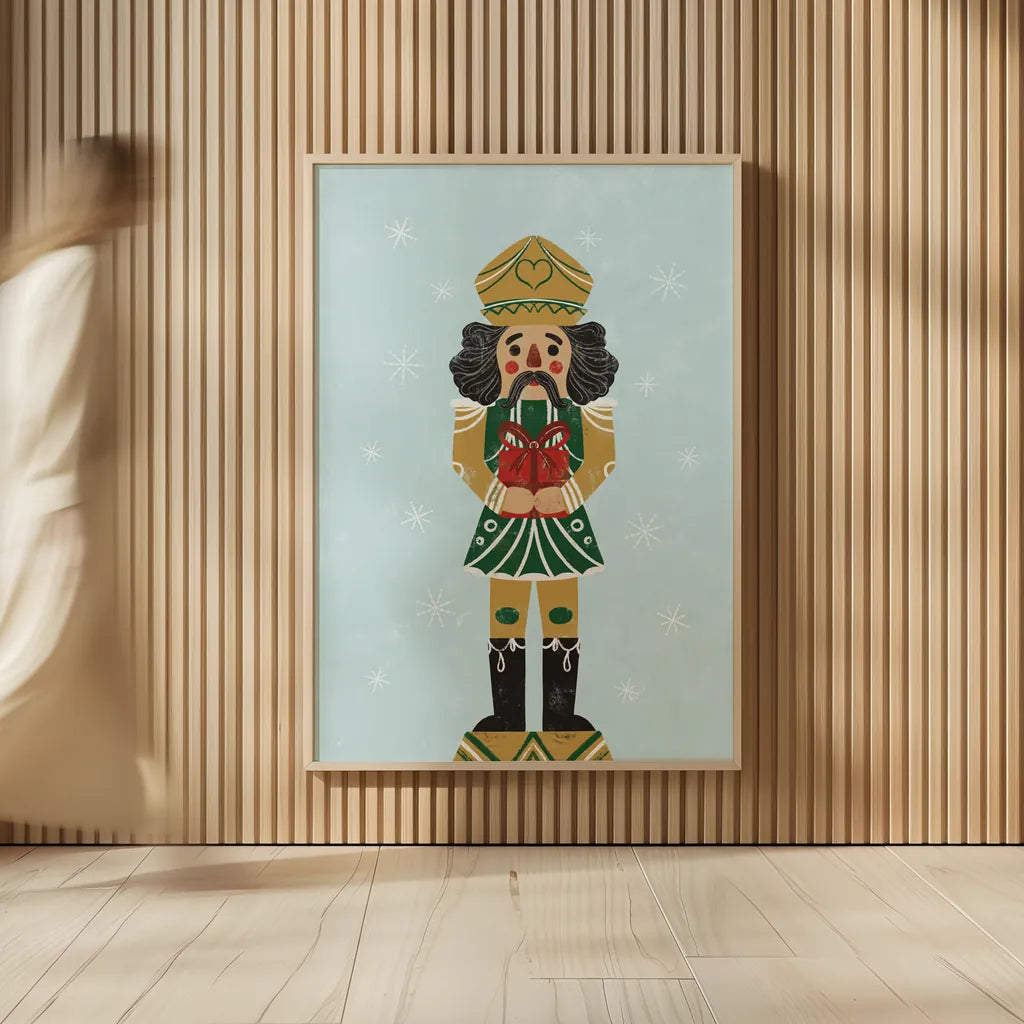 Holiday Cheer Nutcrackers II by Becky Thorns. shown as over sized large wall art. Available as an archival giclee rolled canvas, fine art paper, or poster print. SKU 83913h.