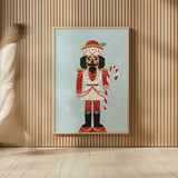 Holiday Cheer Nutcrackers III by Becky Thorns. shown as over sized large wall art. Available as an archival giclee rolled canvas, fine art paper, or poster print. SKU 83914h.
