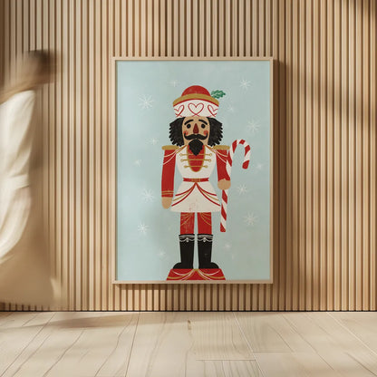 Holiday Cheer Nutcrackers III by Becky Thorns. shown as over sized large wall art. Available as an archival giclee rolled canvas, fine art paper, or poster print. SKU 83914h.