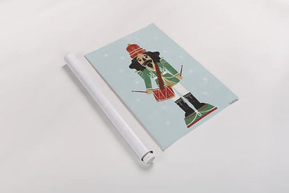 Holiday Cheer Nutcrackers IV by Becky Thorns. shown as a rolled paper print. Available as archival giclee rolled canvas, fine art paper, or poster print. SKU 83915h.