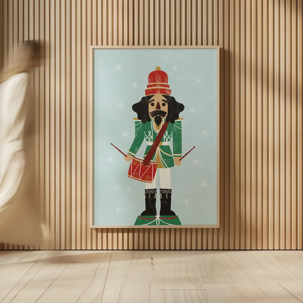 Holiday Cheer Nutcrackers IV by Becky Thorns. shown as over sized large wall art. Available as an archival giclee rolled canvas, fine art paper, or poster print. SKU 83915h.