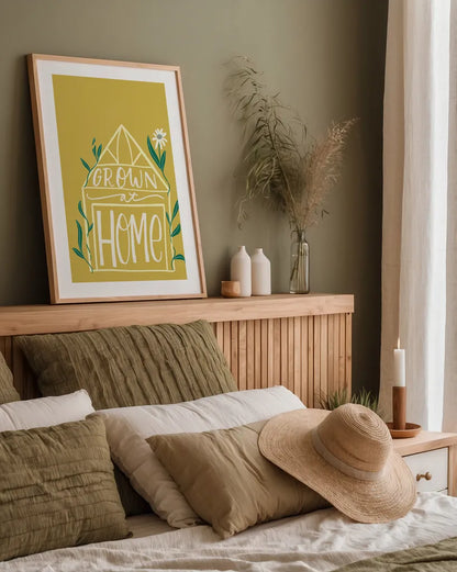 Home Grown I by Becky Thorns. shown as a paper print in a natural frame. Available as a archival giclee rolled canvas, fine art paper, or poster print. SKU 71106h.