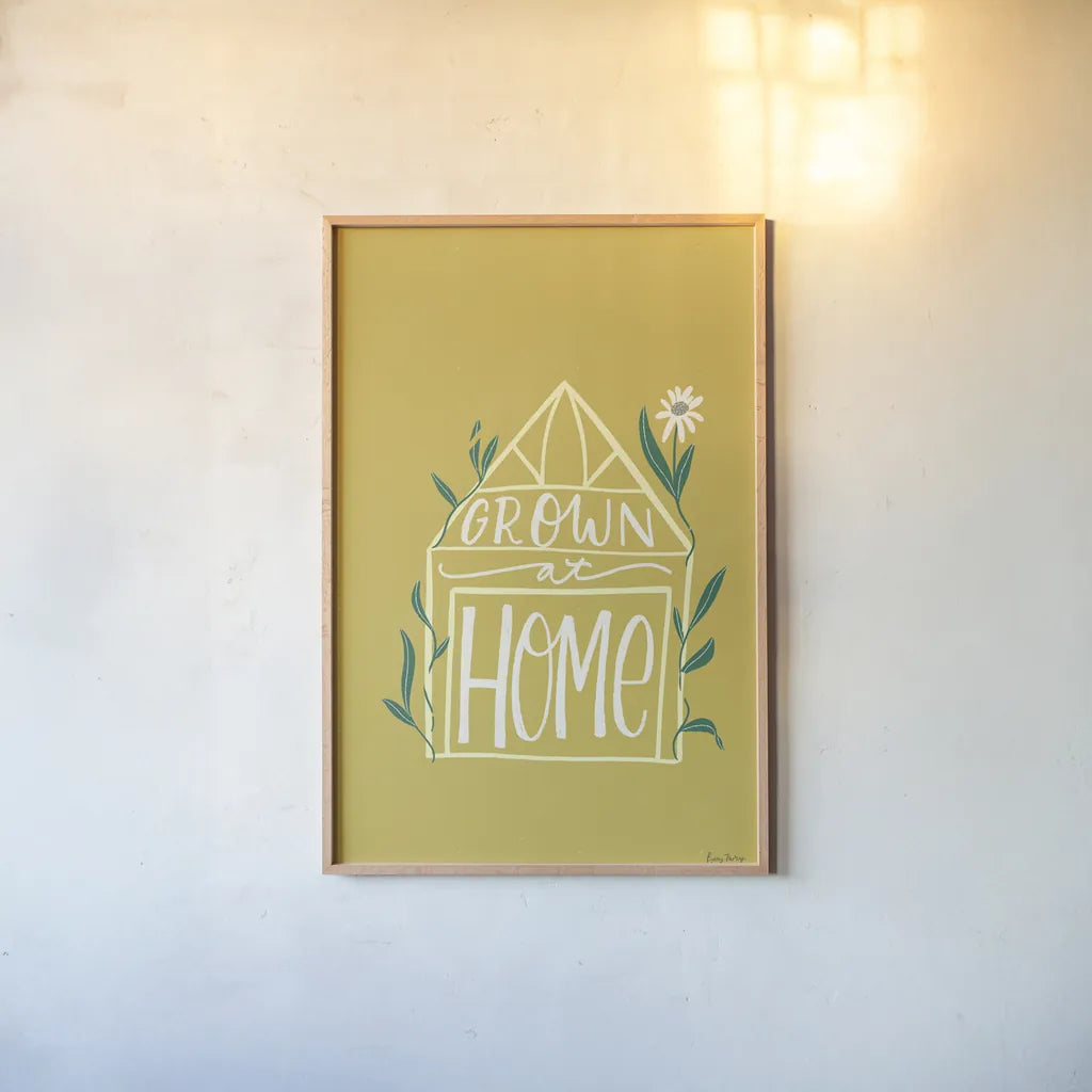 Home Grown I by Becky Thorns. shown as a paper print in a natural frame. Available as a archival giclee rolled canvas, fine art paper, or poster print. SKU 71106h.