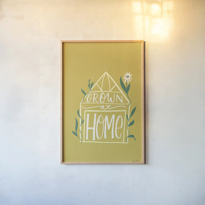 Home Grown I by Becky Thorns. shown as a paper print in a natural frame. Available as a archival giclee rolled canvas, fine art paper, or poster print. SKU 71106h.