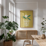 Home Grown II by Becky Thorns. shown as a print in a natural wood frame in a dining room. Available as a archival giclee rolled canvas, fine art paper, or poster print. SKU 71107h.