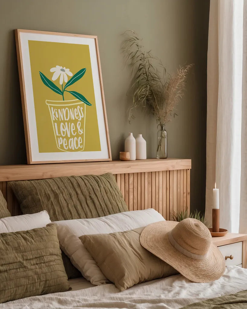 Home Grown II by Becky Thorns. shown as a paper print in a natural frame. Available as a archival giclee rolled canvas, fine art paper, or poster print. SKU 71107h.