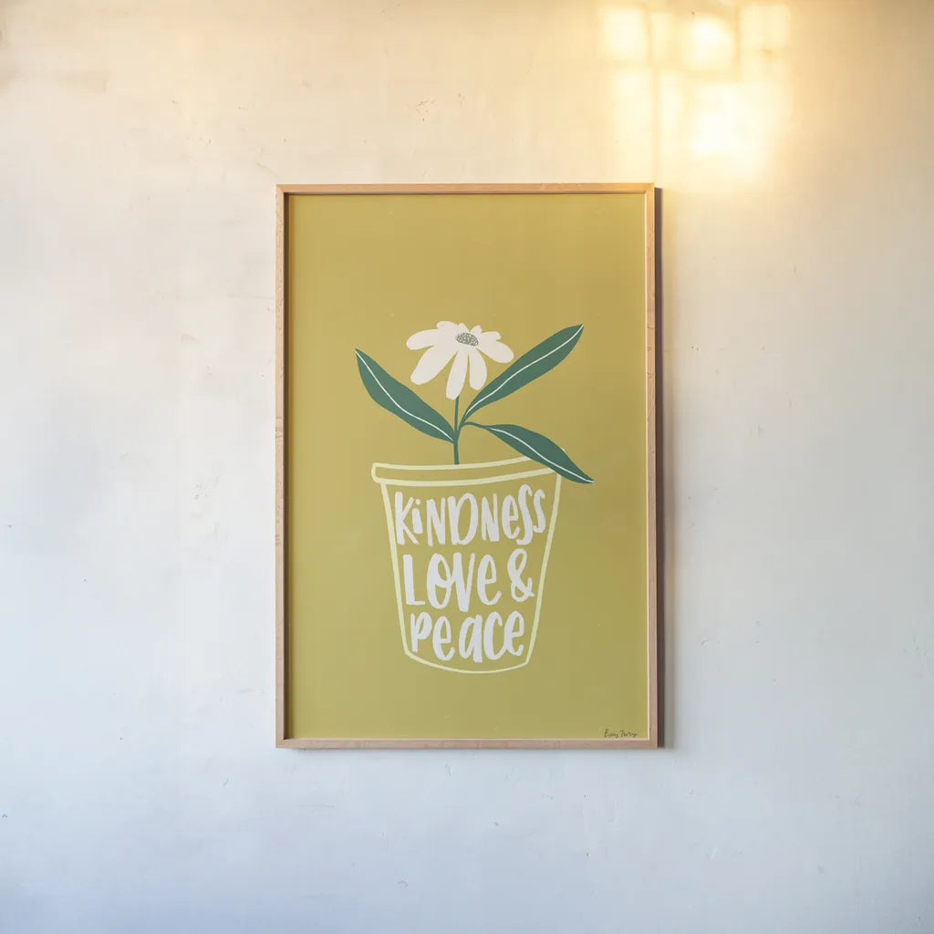 Home Grown II by Becky Thorns. shown as a paper print in a natural frame. Available as a archival giclee rolled canvas, fine art paper, or poster print. SKU 71107h.