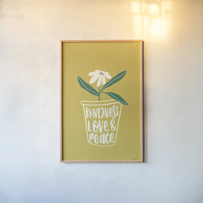 Home Grown II by Becky Thorns. shown as a paper print in a natural frame. Available as a archival giclee rolled canvas, fine art paper, or poster print. SKU 71107h.