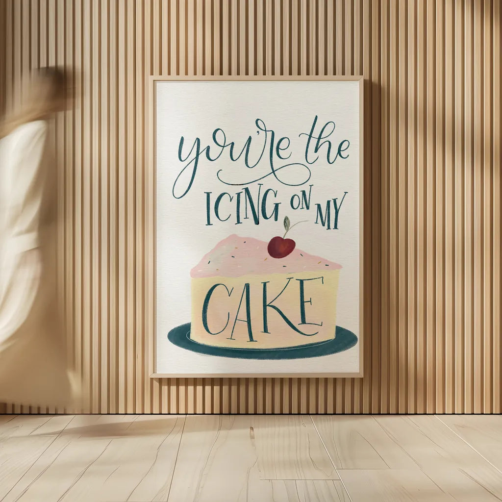 Icing On My Cake by Becky Thorns. shown as over sized large wall art. Available as an archival giclee rolled canvas, fine art paper, or poster print. SKU 61420h.