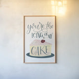 Icing On My Cake by Becky Thorns. shown as a paper print in a natural frame. Available as a archival giclee rolled canvas, fine art paper, or poster print. SKU 61420h.