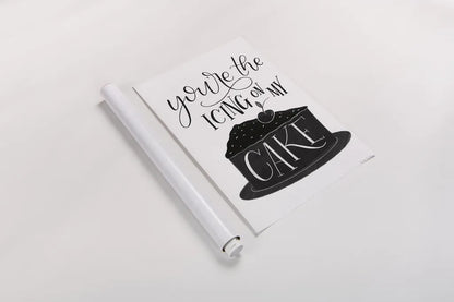 Icing On My Cake BW by Becky Thorns. shown as a rolled paper print. Available as archival giclee rolled canvas, fine art paper, or poster print. SKU 61421h.