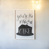 Icing On My Cake BW by Becky Thorns. shown as a paper print in a white frame. Available as a archival giclee rolled canvas, fine art paper, or poster print. SKU 61421h.