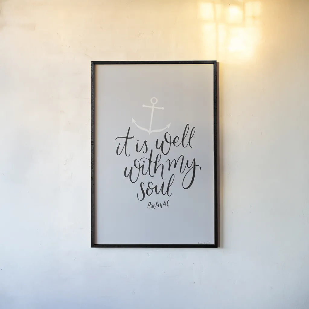 It is Well With My Soul by Becky Thorns. shown as a paper print in a black flame. Available as a archival giclee rolled canvas, fine art paper, or poster print. SKU 61721h.